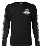 HarleyDavidson Mens Skull Lightning Crest Graphic Long Sleeve Shirt, Black