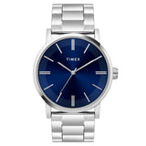 Timex Analog Watch For Man With Blue Round Dial & Silver Stainless Steel Bracelet Band Water Resistant Men'S Wrist Watches - Twh