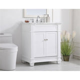 Elegant Decor Wesley 30 Steel And Solid Wood Single Bathroom Vanity Set - White