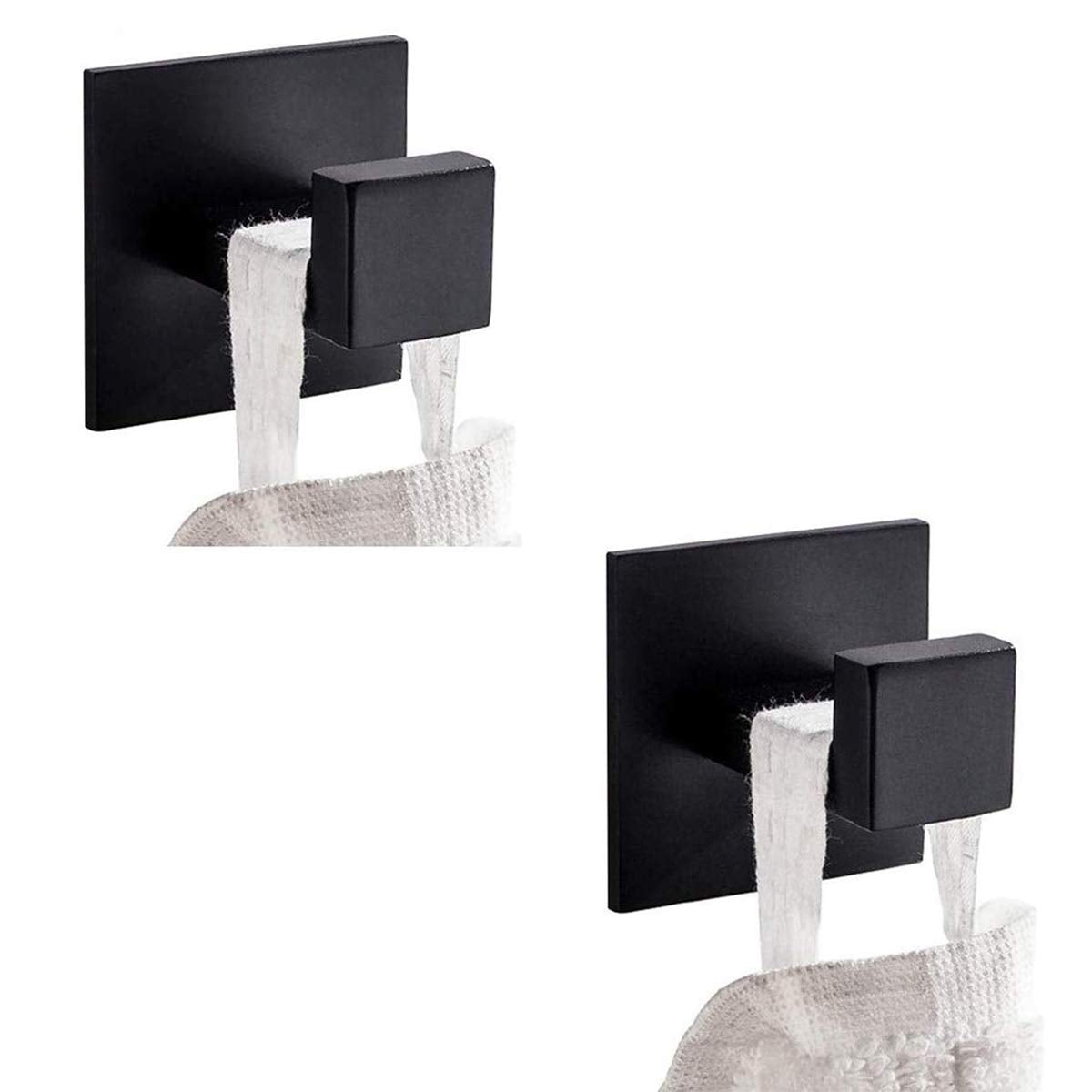 Flybath Coat Hook Sus 304 Stainless Steel Towel Robe Hooks Square Bathroom Accessories Wall Mounted Self Adhesive (No Drilling),