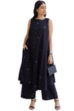 Anni Designer Women'S Rayon Viscose A-Line Printed Kurta With Palazzo (Rawana Black_Xxl_Black_Xx-Large),Black,2XL