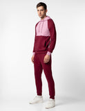 Fyltr Men'S Colourblock Hoodie & Jogger Casual Co-Ord Set - Raglan Sleeve Detail | Utility Side Pockets | Full Sleeve,Berry Cherry,Berry Cherry,S