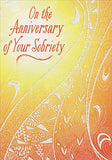 Designer Greetings Swirling Glitter Lines on Orange and Yellow Sobriety Anniversary Congratulations Card