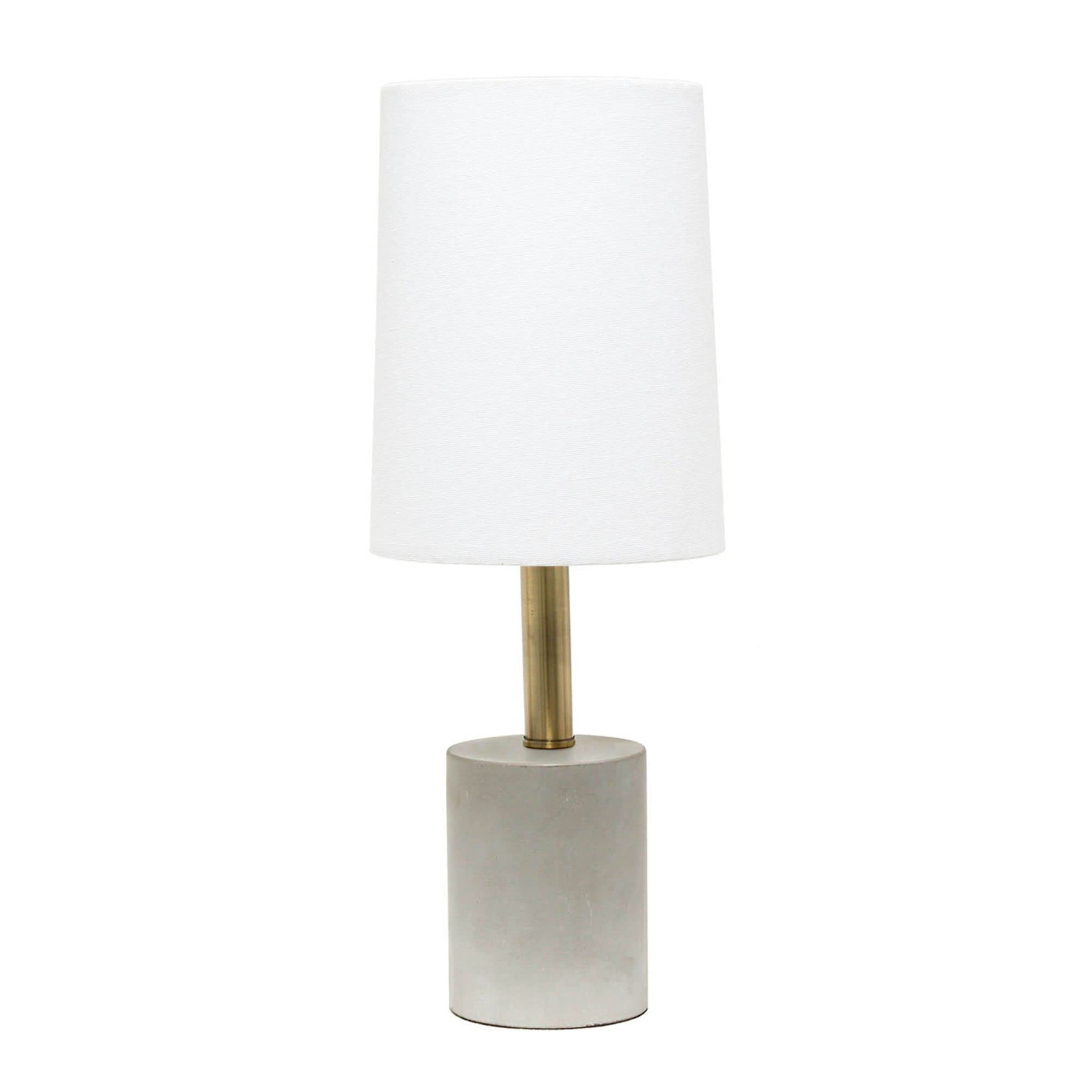 Alltherages Lalia Home Modern Antique Brass Concrete Table Lamp With Linen Shade - White