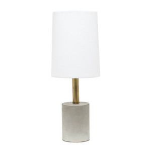 Alltherages Lalia Home Modern Antique Brass Concrete Table Lamp With Linen Shade - White