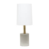 Alltherages Lalia Home Modern Antique Brass Concrete Table Lamp With Linen Shade - White