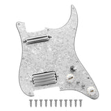 SAPHUE SH Prewired ST Pickguard Coil Splitting Pickguard Humbucker Pickguard Loaded Pickguard 2 Rail+4 Rail Pickup Set (White Pe