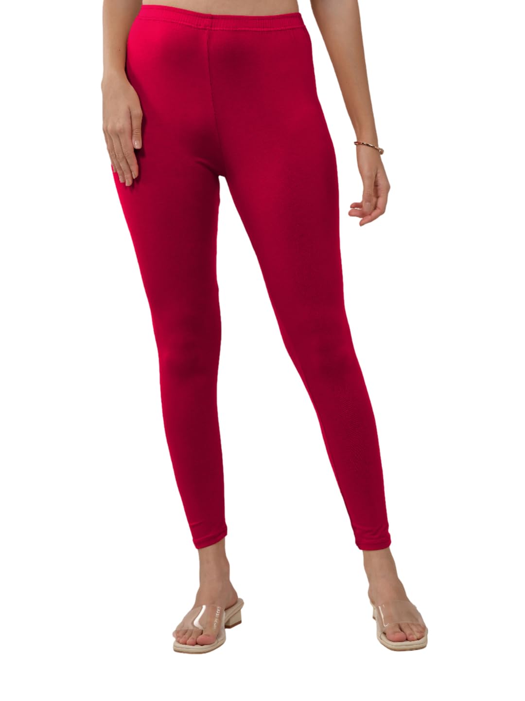 Lyra Women Solid Premium Cotton Ankle Length Leggings | Mid-Waist | Fashionwear