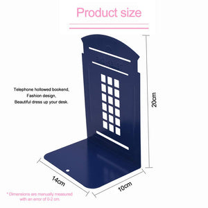 MerryNine 2 Pack Book Ends, Metal Bookends for Shelves, Telephone Booth Decorative Bookends, Non Skid Heavy Bookends, Book, Maga