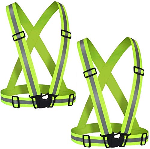 Amprich Reflective Vest (2Pack) Adjustable Lightweight Elastic Safety Vest Outdoor Gear