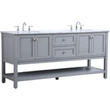 Elegant Decor Metropolis 72 Double Sink Marble Top Bathroom Vanity In Gray