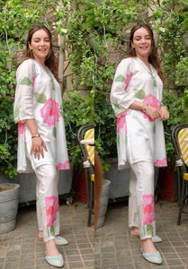 Anni Designer Women'S Chanderi Cotton Straight Printed Co-Ord Set (Lace Cream Co-Ord-Nkl_M_Cream_Medium),Cream,M,Cotton Blend,ANNI DESIGNER Women's Chanderi Cotton Straight Printed Co-Ord Set (Lace Cream Co-ord-NKL),Kurta