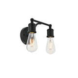 Living District Serif 2-Light Mid-Century Metal Wall Sconce In Black