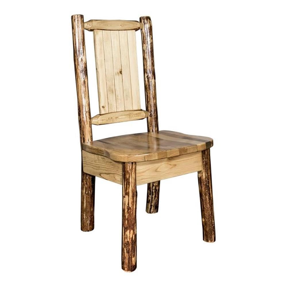 Montana Wooodworks Glacier Country Collection Side Dining Chair With Laser Engraved Pine Tree Design