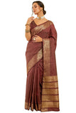 Soch Womens Maroon Art Silk Floral Woven Design Saree