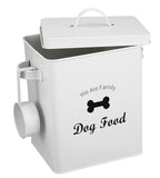 Geyecete Pet Treat and Food Storage Tin with Lid - 5lbs Capacity - Serving Scoop Included -DOG