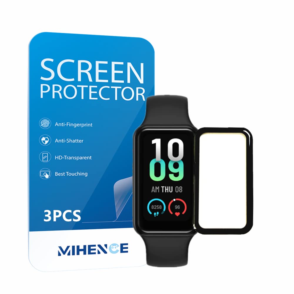 MIHENCE [ 3PCS ] Compatible with Amazfit Band 7 Screen Protector, 3D Full Screen Coverage Curved Edge PAMA Protective Film for F