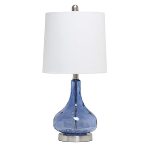 All The Rages Lalia Home 23.25' Classix Rippled Colored Glass Table Lamp - Dark Blue
