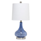 All The Rages Lalia Home 23.25' Classix Rippled Colored Glass Table Lamp - Dark Blue