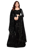 Fashion Basket Women's Georgette Embroidered sequence work Black Semi Stitched Lehenga Choli(SSFB-L8208_Free Size)