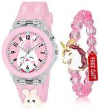 Acnos 3 Pieces Kids Rabbit Watch Unicorn Bracelet Waterproof Toddler Analog Watch Light Watch Unicorn Christmas Valentine Day Gi