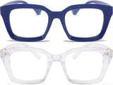 REAVEE 2 Pack Oprah Style Oversized Reading Glasses for Women Men Blue Light Blocking, Ladies Stylish RetroSquare Large Computer