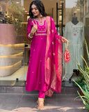 Gosriki Women'S Rayon Blend Straight Embroidered Kurta With Pant & Dupatta (Kosapet Pink-Gs_5Xl_Pink_Xxxxx-Large),Pink,5,B0DFY1N8XL