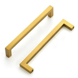 Ravinte 10 Pack Solid Gold Kitchen Cabinet Handles Slim Drawer Pulls with 5 Inch Hole Center Square Bar Cupboard Hardware