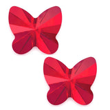 50pcs Cute Czech Butterfly Center Drilled Crystal Glass Beads 10mm (0.4 Inch) July Light Siam Red Birthstone #5754