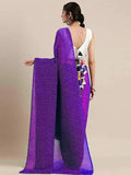 Satrani Womens Knit Pure Georgette Saree (2594S216N_Purple)