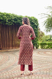 Gosriki Women'S Cotton Blend Straight Printed Kurta With Pant Set (Garima Maroon-Vgt-Gs_S_Maroon_Small),Maroon,,B0CKLQVSS2