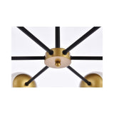Living District Briggs 6-Light Metal Pendant W/White Shade In Black And Brass