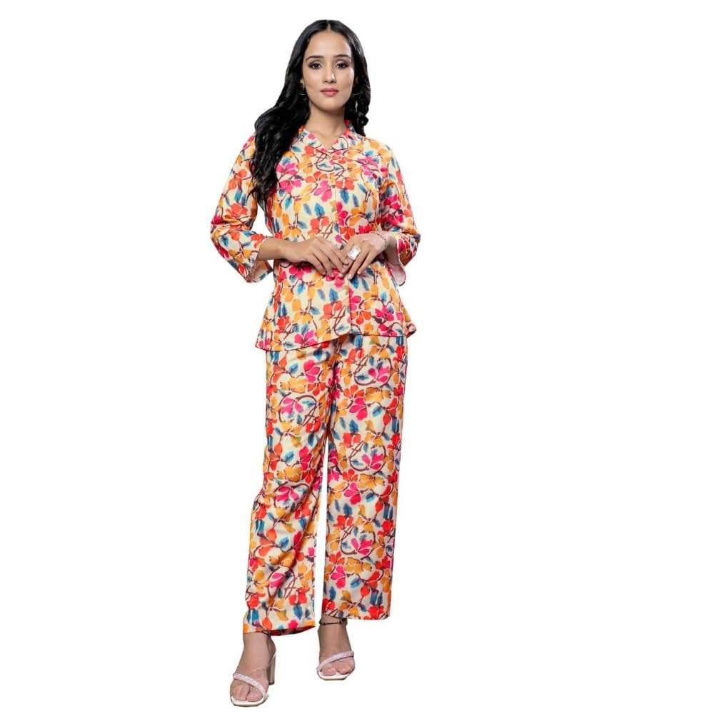 Leriya Fashion co ord Set for Women | Summer co ord Set for Women | Formal co ord Set for Women | Women co ord Set (XX-Large, Ye