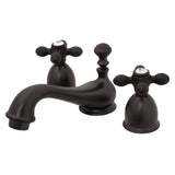 Kingston Brass Ks3955Ax Restoration Mini Widespread Lavatory Faucet With Metal Cross Handle, Oil Rubbed Bronze, 4-Inch Adjustabl