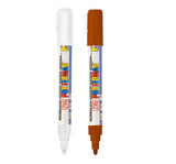 Zig POSTERMAN Medium TIP SIZE: 2 mm [White & Brown Special combo set] Never Fade Quick Dry and Permanent Works on Rocks Painting