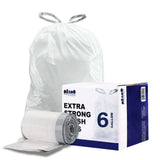 Plasticplace 6 Gallon Trash Bags, 0.7 Mil, White Drawstring Garbage Can Liners, 17 x 20 (100 Count)