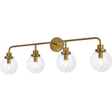 Living District Hanson 4-Light Metal Bath Sconce In Brass And Clear
