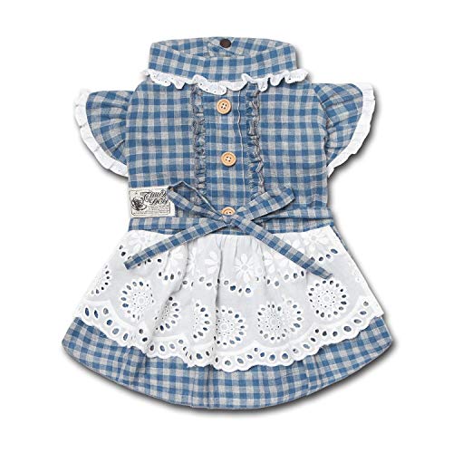 Touchdog I Love Poochi Classical Fashion Plaid Dog Dress, Large, Blue