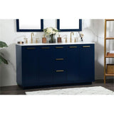 Elegant Decor Blake 60 Aluminum Alloy Mdf Double Bathroom Vanity In Blue