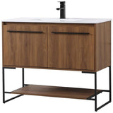 Elegant Decor Gerard 40 Single Porcelain Top Bathroom Vanity In Walnut Brown