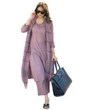 GoSriKi Womens Plain Rayon Blend Straight Kurta with Pants and Dupatta, purple, XL