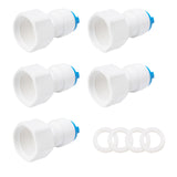 Jiuwu 1/2Female to 3/8O.D Quick Connect,5 Pack Hose Adapter Plastic Female 1/2 to 3/8 Tube Quick Connector Fitting for Ro Water 