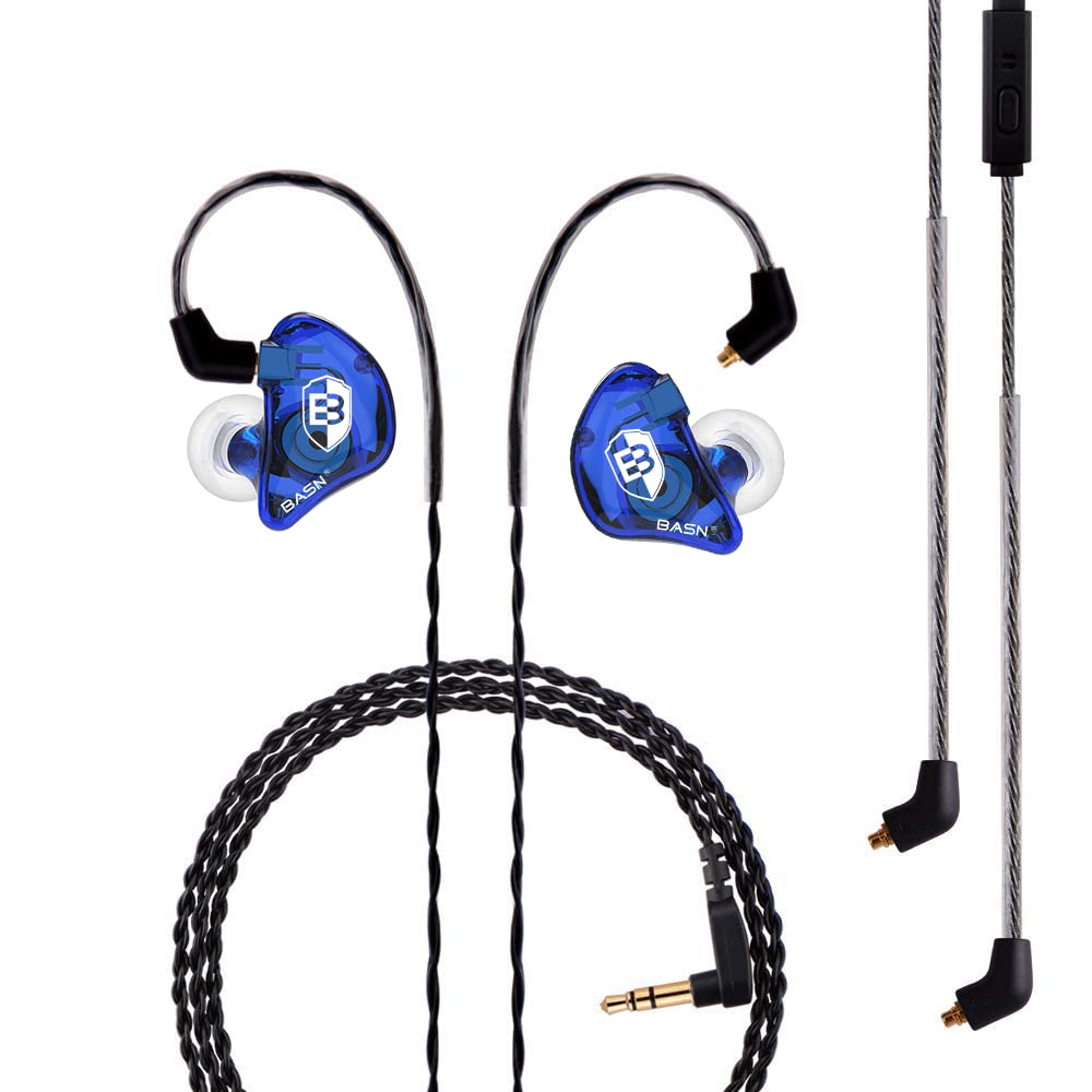BASN in Ear Monitor Headphones for Musicians Audiophiles Drummers, Bsinger Pro Noise Isolating Earbuds with Dual Driver Dynamic 