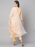 Gosriki Women'S Chanderi Cotton Straight Printed Kurta With Pant & Dupatta (Falak Cream-Nw-Gs_4Xl_Cream_Xxxx-Large),Cream,4,B0C718KKFF