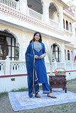 Gosriki Women'S Ruby Cotton Straight Solid Kurta With Palazzo & Dupatta (Label Cerosin-Jan40-Gs_4Xl_Blue_Xxxx-Large),Blue,4,B0BVGDZFLP