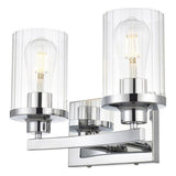 Living District Saanvi 2-Light Iron & Glass Bath Sconce In Chrome/Clear