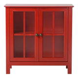 American Furniture Classics Os Home And Office Accent And Display Cabine Glass Door Cabinet, Red Paint