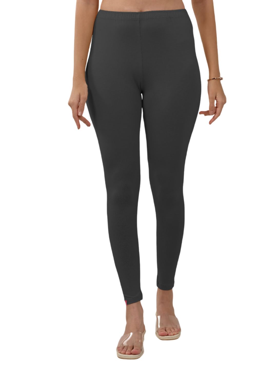 Lyra Women Solid Premium Cotton Ankle Length Leggings | Mid-Waist | Fashionwear