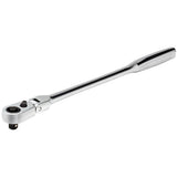 Powerbuilt 1/4 Inch Drive Flex Head Ratchet, 9 Inch Reach, Extra Long Contour Tool Handle, 72 Tooth, Pro Tech Series 649951