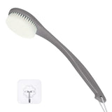ROLIZOE Bath Brush Long Handle for Shower, Soft Bristle Back Scrubber for Shower, Ergonomics Curved Long Handle Back Brush Exfoliating Body Scrubber with Hook and Lanyard-Grey